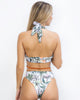 Athena Criss Cros Bronze and White Palm Print Bikini
