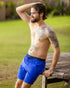 Dual Blue Mid Length Man Swim Shorts