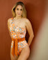 Sedna One Shoulder Ribbon Coral Mixed Print One Piece