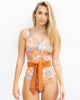 Sedna One Shoulder Ribbon Coral Mixed Print One Piece