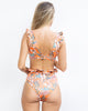 Gali Ruffled High Waist Bikini in Coral Mixed Print