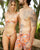 Beachy Triangle Top High Cut Bikini in Coral Mixed Print