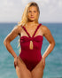 Malia One Piece in Shimmering Wine Red