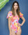 Rouched Shoulders One Piece in Bright Florals